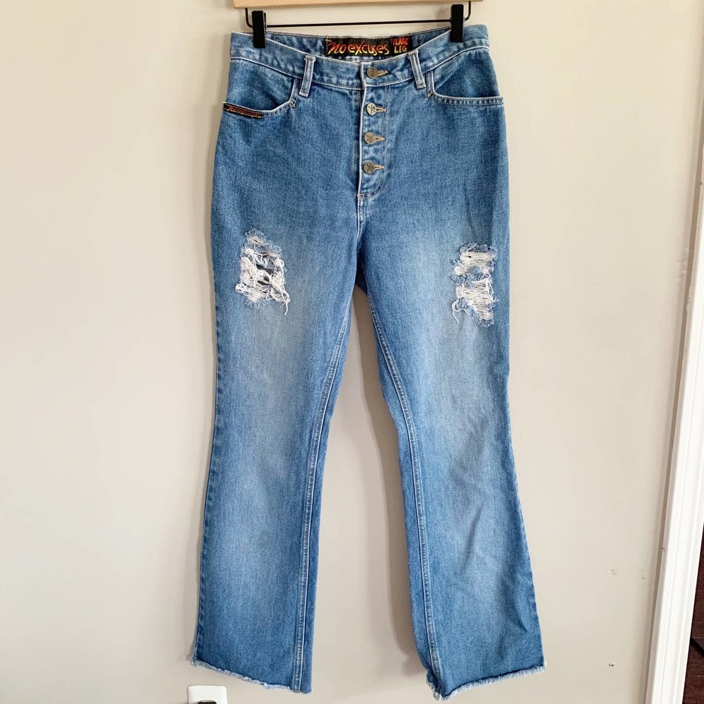 Vintage • No Excuses Y2k button fly bootcut jeans
